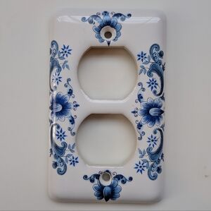 Floral Blue and White Ceramic Wall Plate
